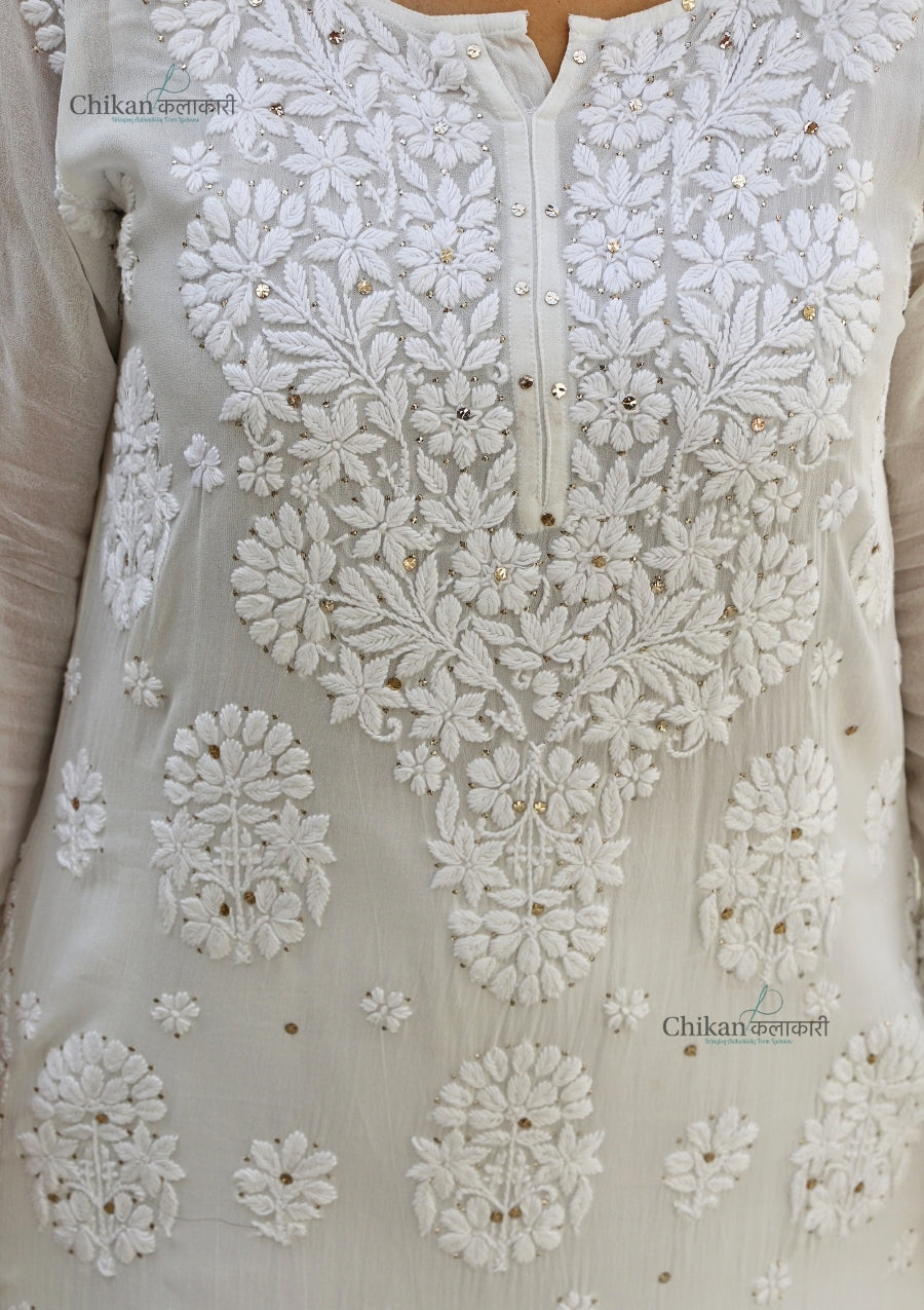 Tanisha White Viscose Chikankari Kurti