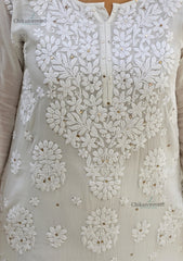 Tanisha White Viscose Chikankari Kurti