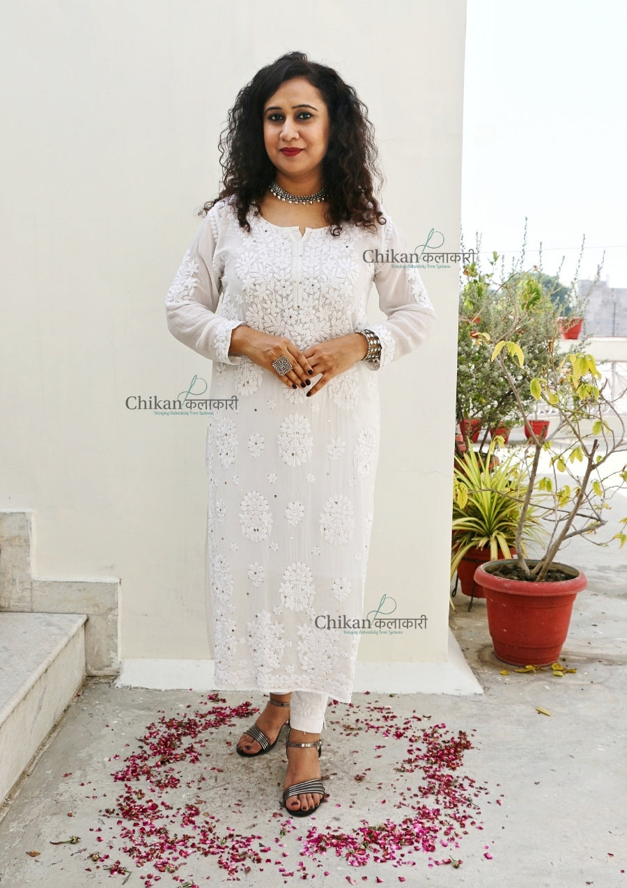 Tanisha White Viscose Chikankari Kurti