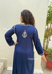 Tanya Rayon Chikankari Kurti - Blue