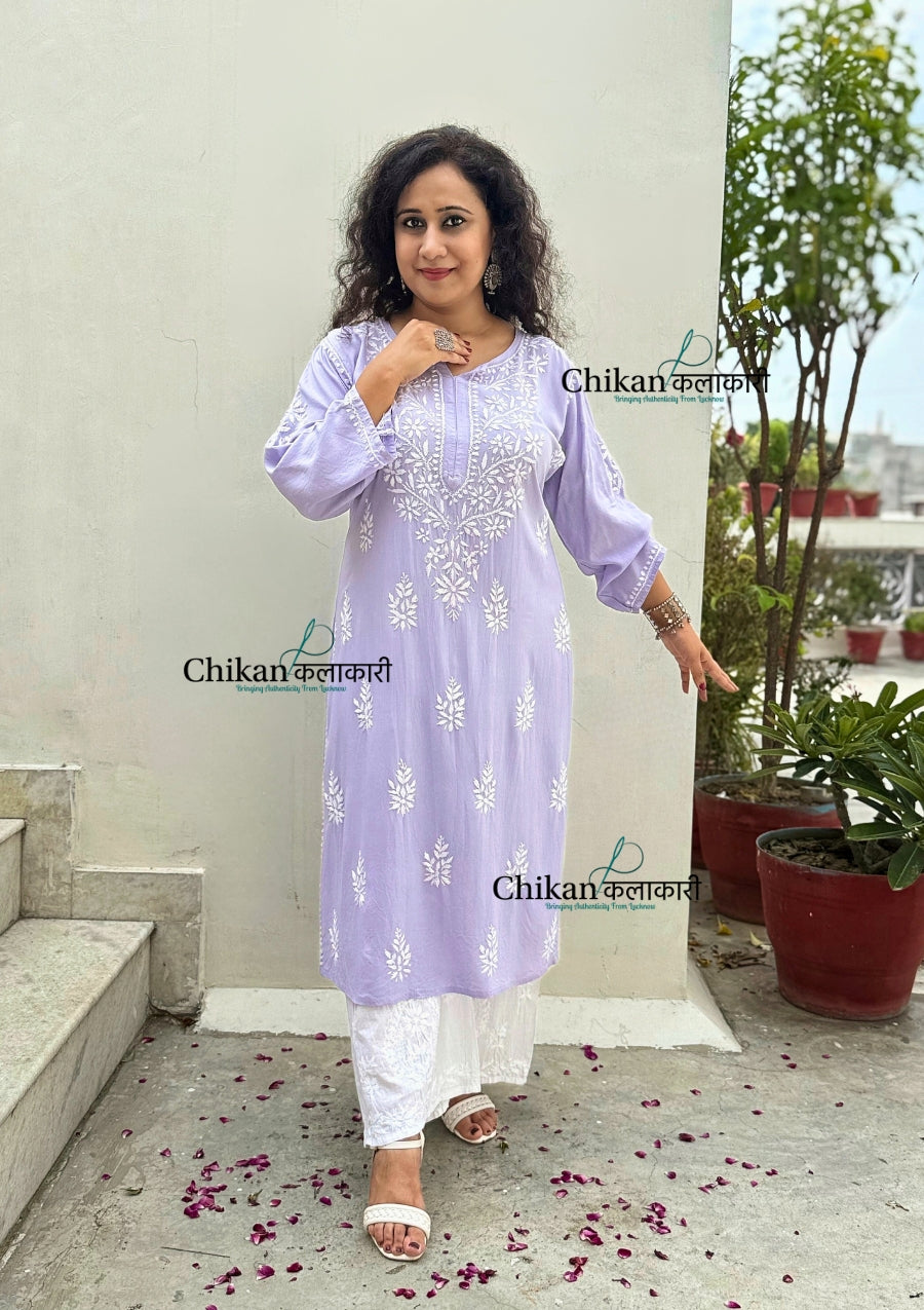 Tanya Rayon Chikankari Kurti - Purple
