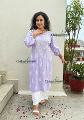 Tanya Rayon Chikankari Kurti - Purple