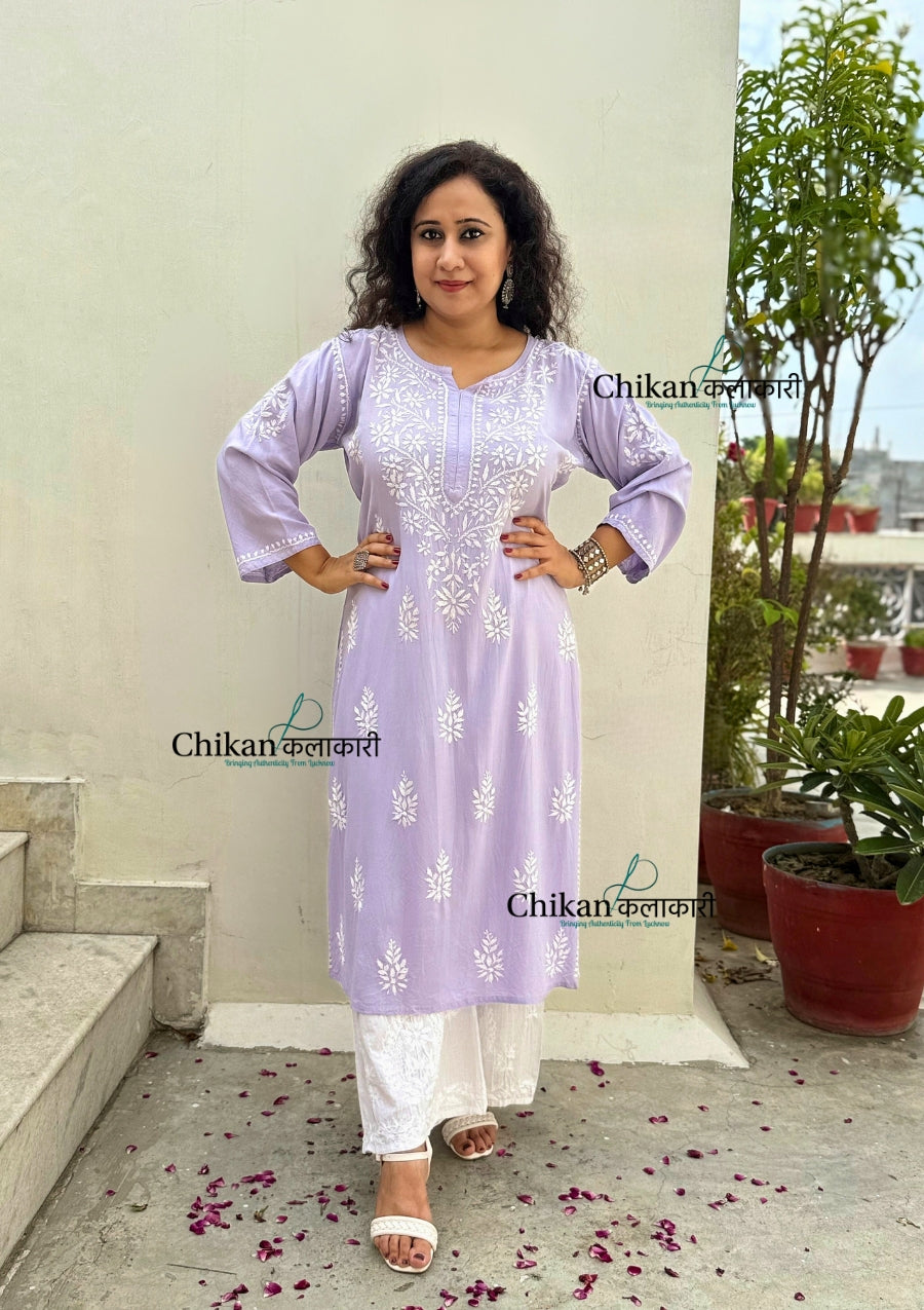 Tanya Rayon Chikankari Kurti - Purple