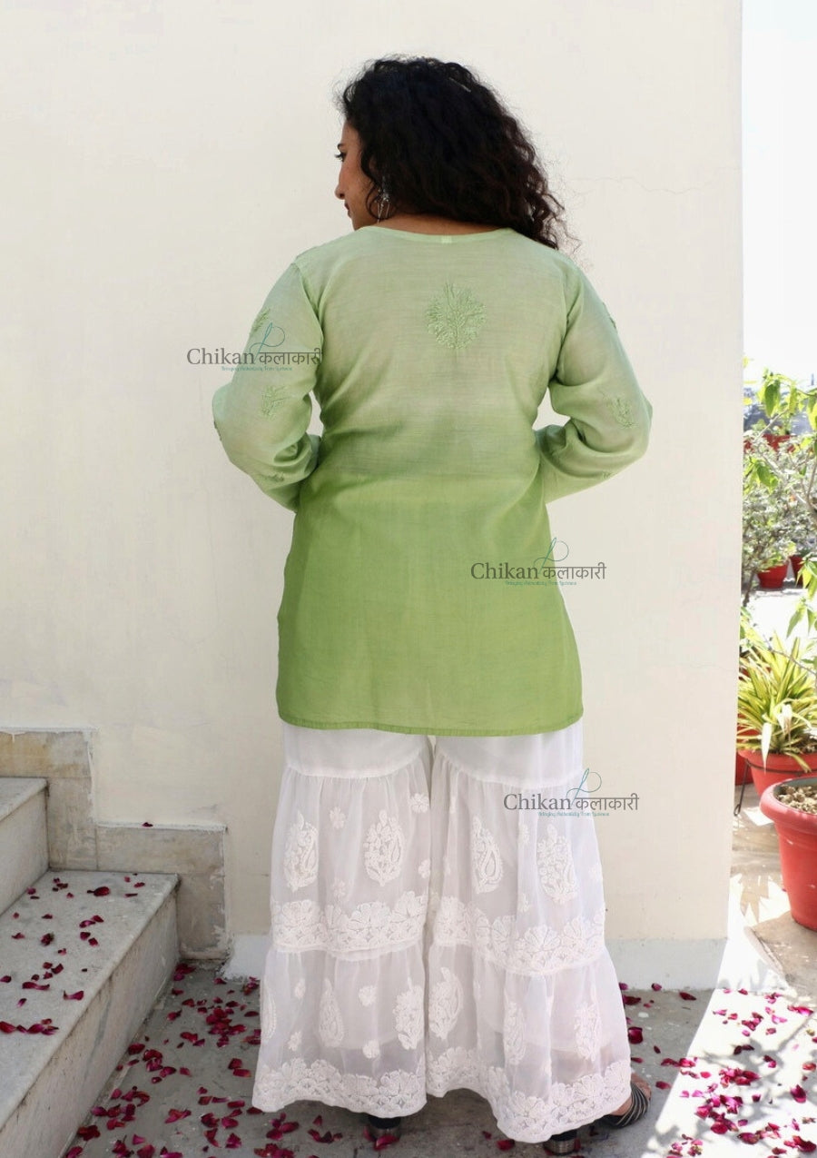 Tara Green Short Chikankari Kurti