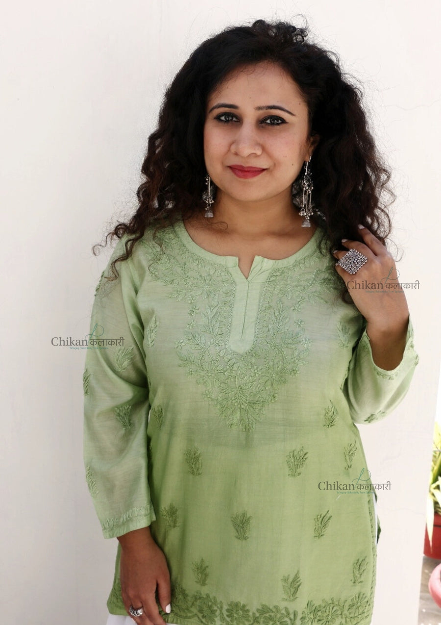 Tara Green Short Chikankari Kurti