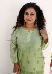 Tara Green Short Chikankari Kurti