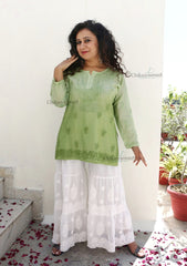 Tara Green Short Chikankari Kurti