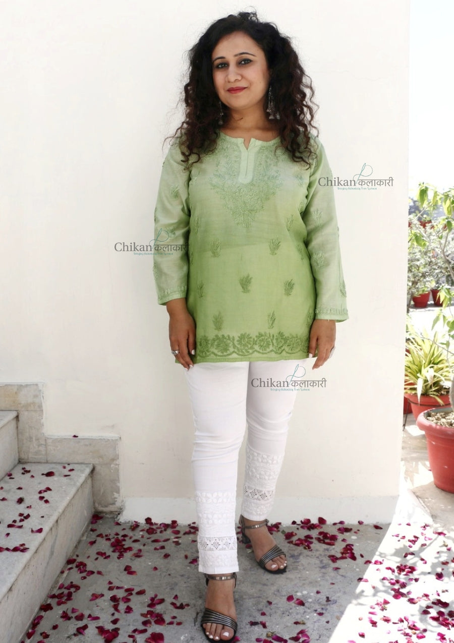 Tara Green Short Chikankari Kurti