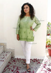 Tara Green Short Chikankari Kurti