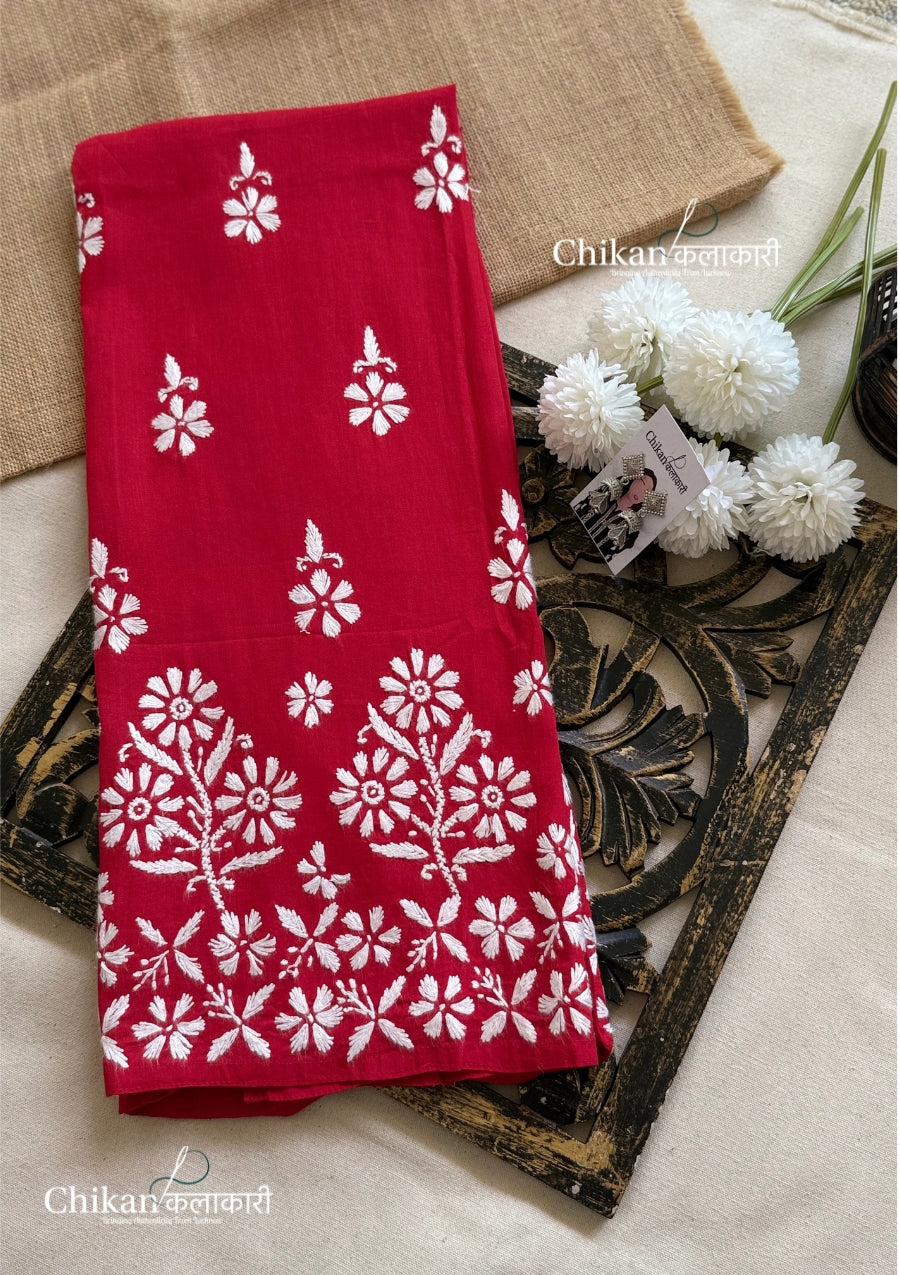 Tara Cotton Chikankari Kurti - Red