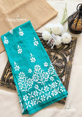 Tara Cotton Chikankari Kurti - Turquoise Green