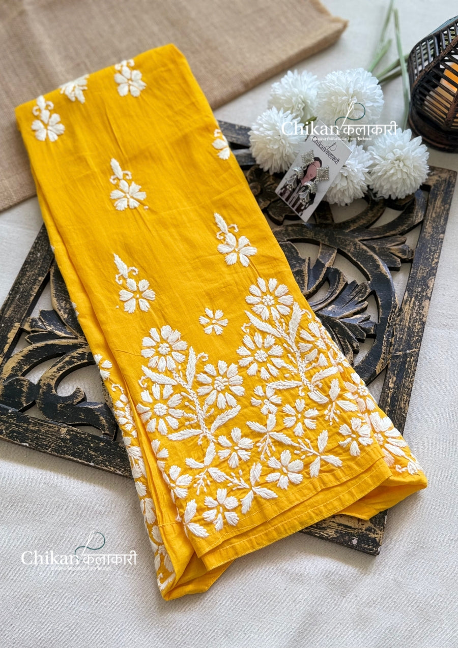 Tara Cotton Chikankari Kurti - Yellow