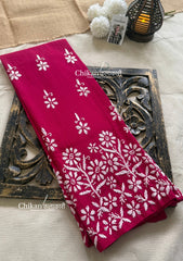 Tara Cotton Chikankari Kurti - Magenta