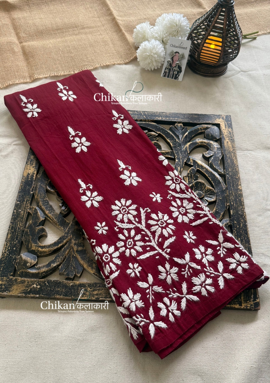 Tara Cotton Chikankari Kurti - Maroon