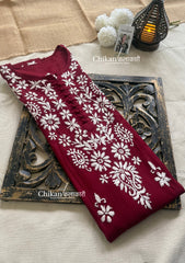 Tara Cotton Chikankari Kurti - Maroon