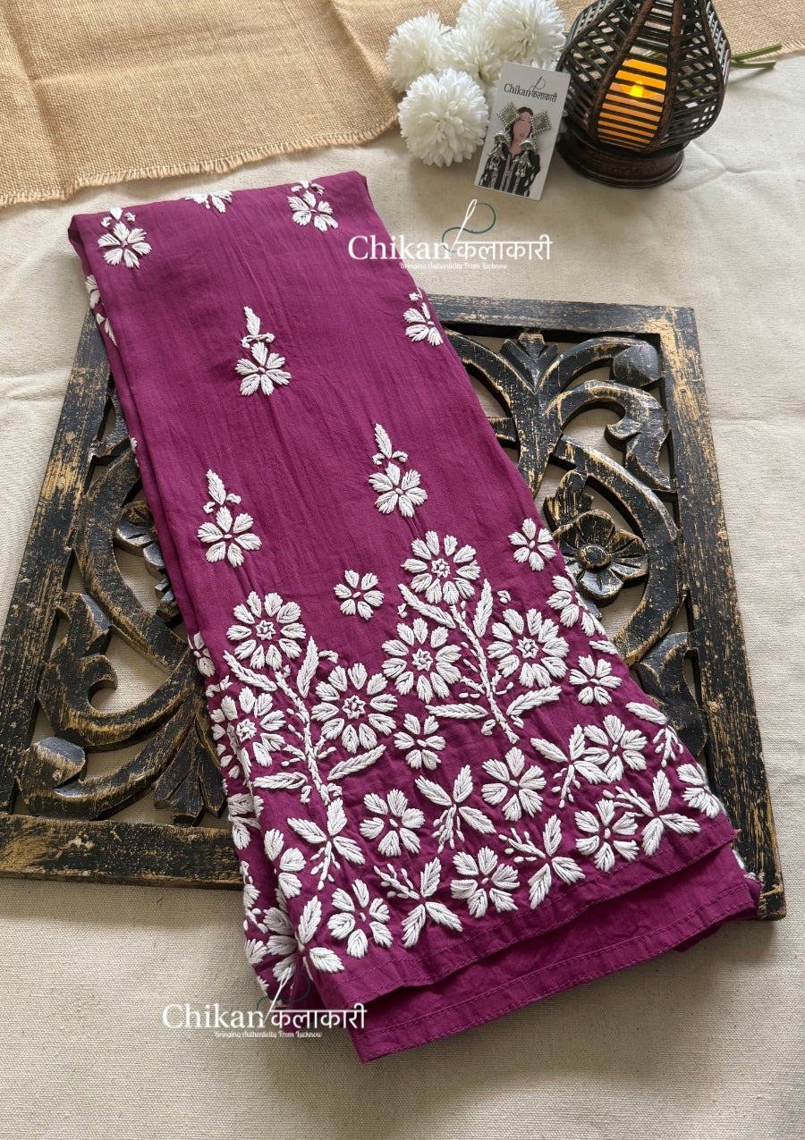 Tara Cotton Chikankari Kurti - Mulberry Pink