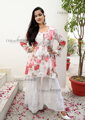 Tina Georgette Short Chikankari kurti | chikan curry kurti | lakhnavi kurti | lucknowi chikan kurta | chikankari short kurta