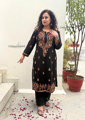 Trish Cotton Black Chikankari Kurti