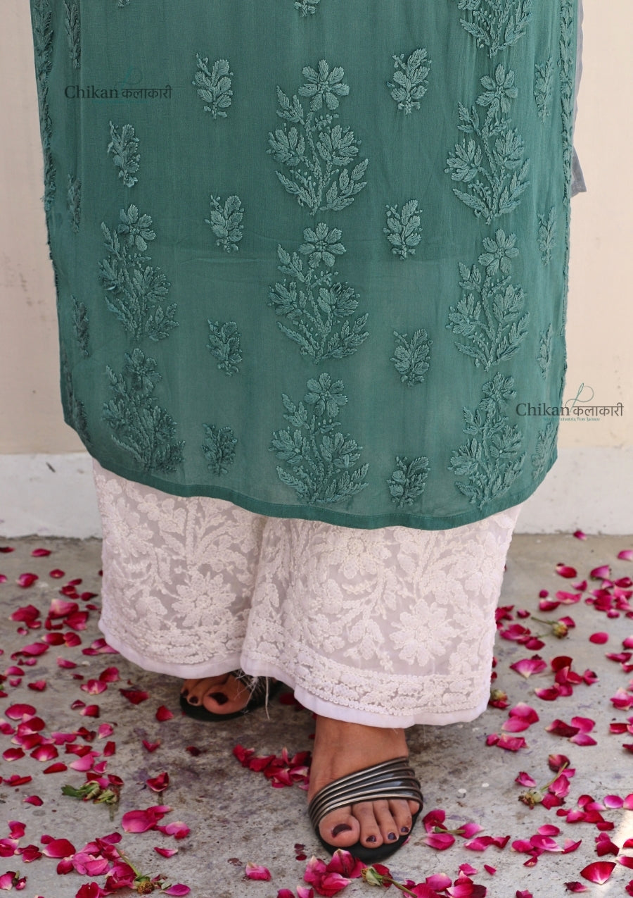 Vanaya Viscose Chikankari Kurti - Green