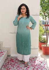 Vanaya Viscose Chikankari Kurti - Green