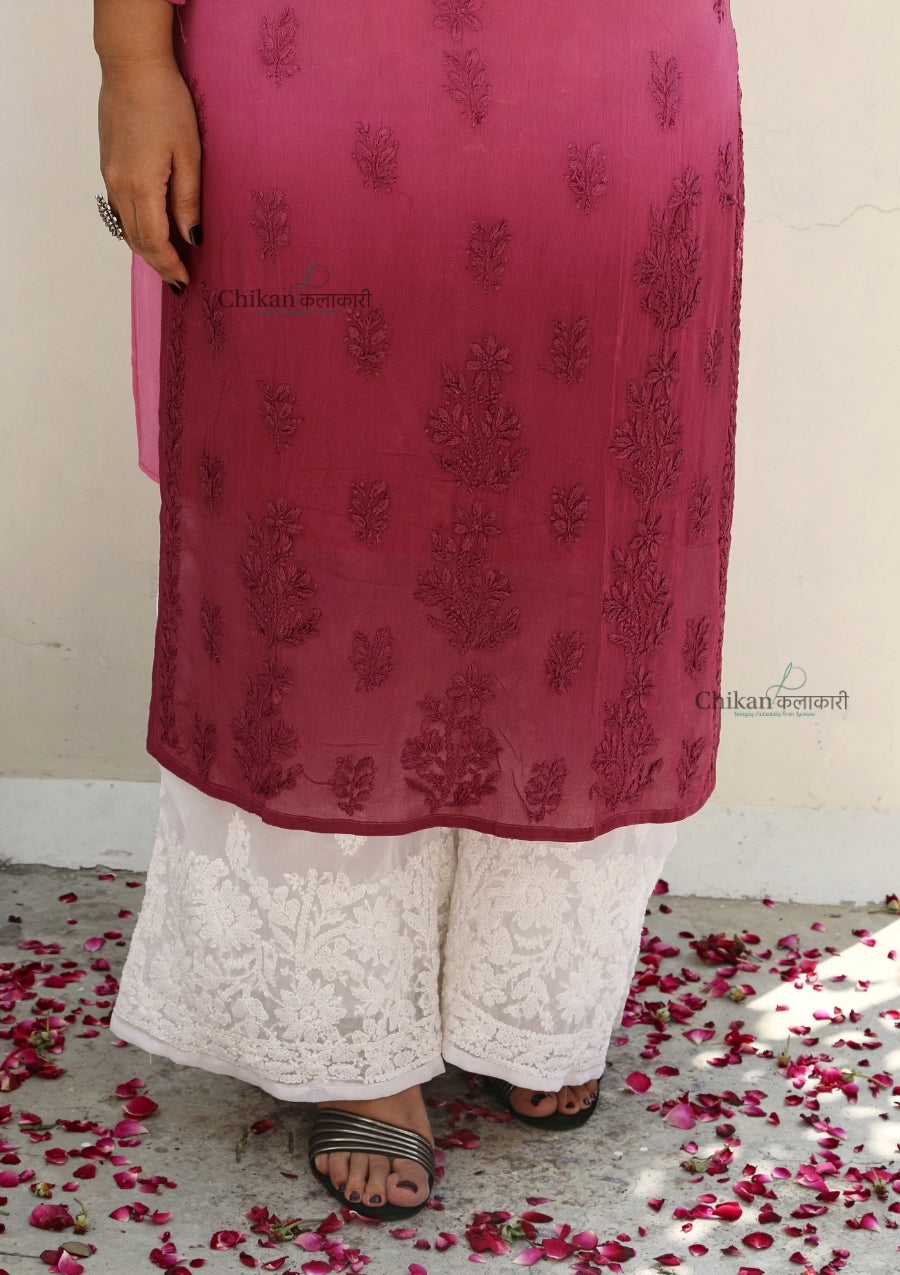 Vanaya Viscose Chikankari Kurti - Pink