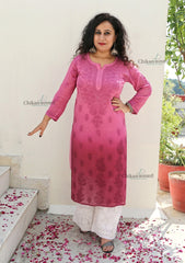 Vanaya Viscose Chikankari Kurti - Pink