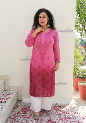 Vanaya Viscose Chikankari Kurti - Pink