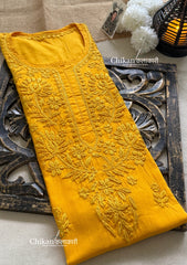 Veera Cotton Chikankari Kurti - Yellow