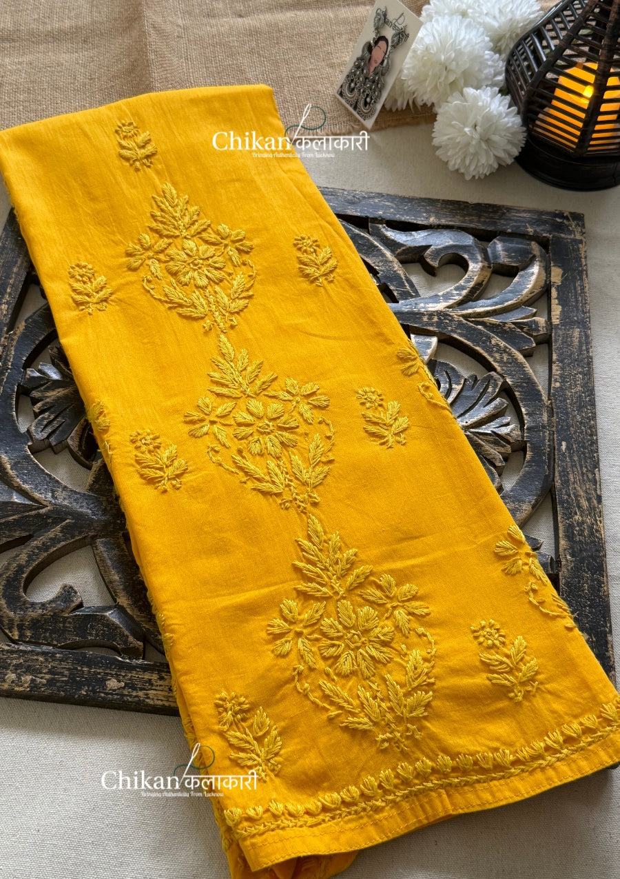 Veera Cotton Chikankari Kurti - Yellow