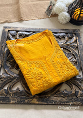Veera Cotton Chikankari Kurti - Yellow