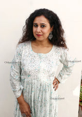 Zainab Mulmul Green Nyra Chikankari Kurti Set