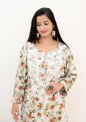 Zehra Printed Rayon Chikan Kurta | chikan curry kurta | lakhnavi kurti | lucknow chikan kurti | house of chikankari